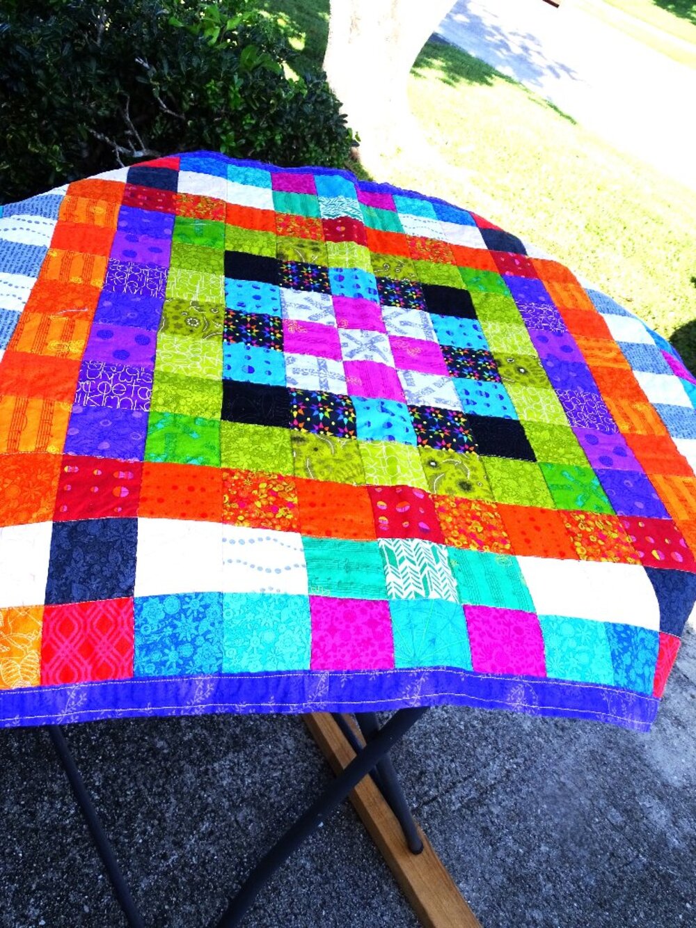 Handcrafted Lap Quilt very colorful 36" x 32" Never used